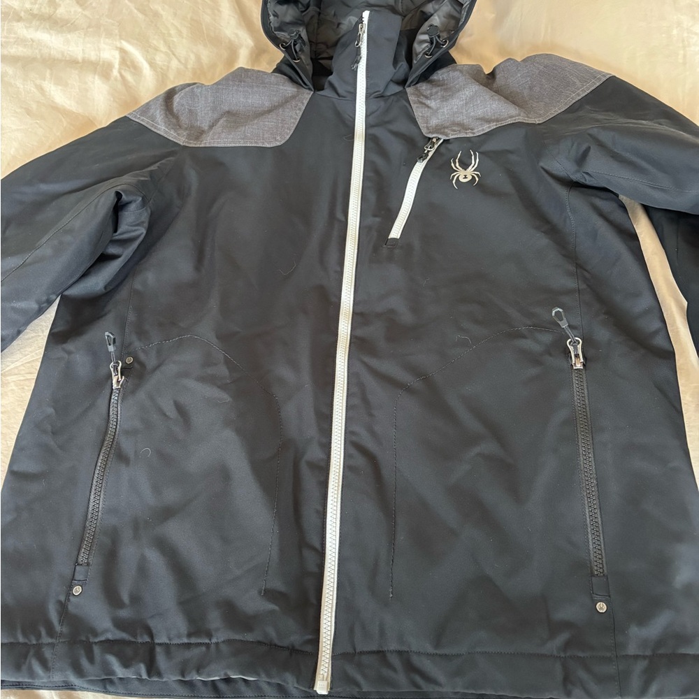 Spyder Men's Black and Gray Ski Jacket